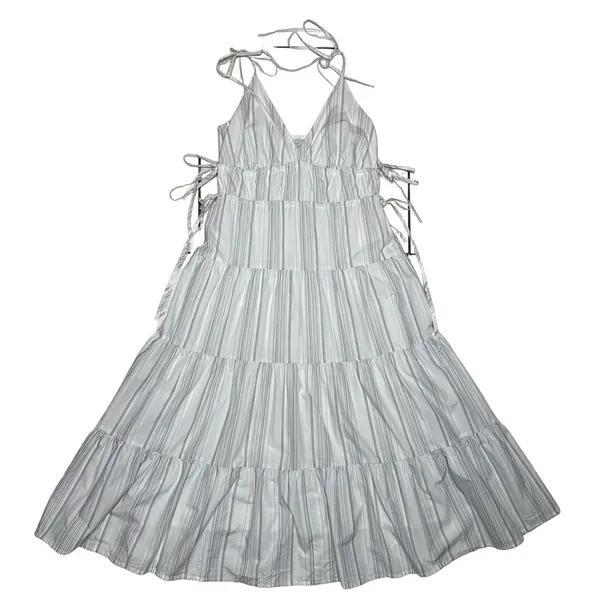 Rails Organic Cotton‎ Tiered Neutral Striped Midi Dress Size XS Sundress - Image 6