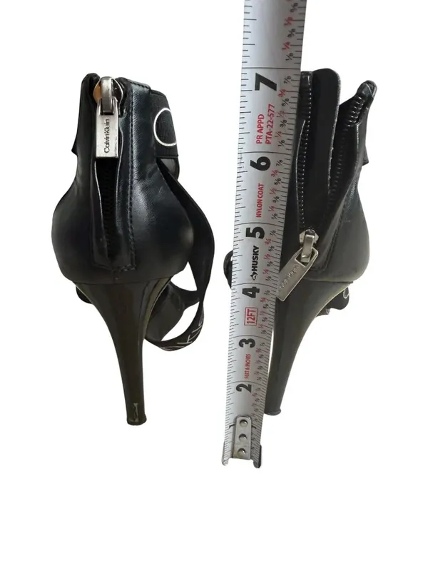 CALVIN KLEIN Salas Black White Logo Sandals Heels Size 8 - Image 5