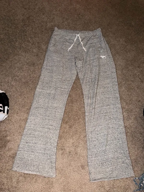PINK Victoria's Secret Sweatpants Grey Small - Image 2