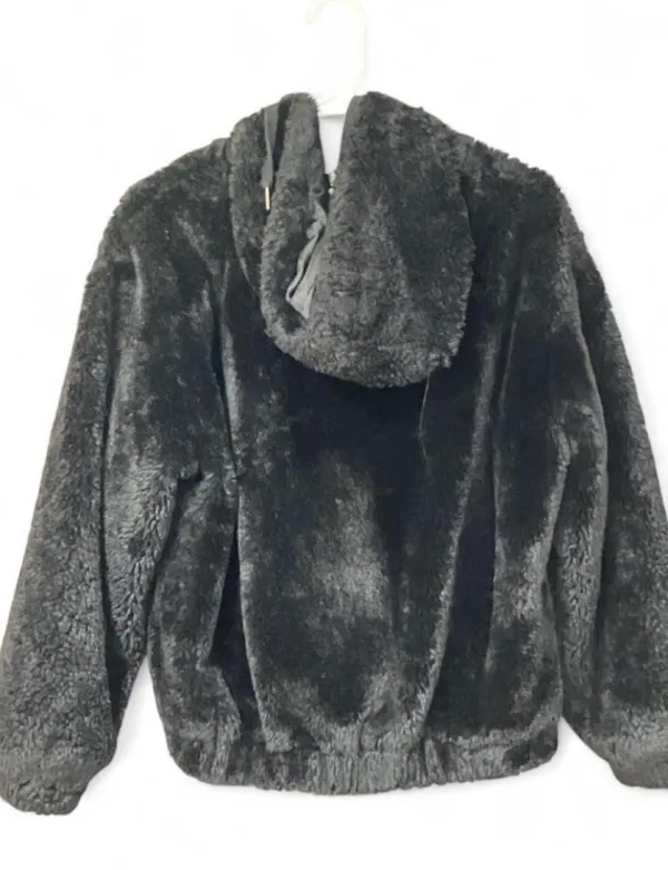 Women’s Black Fluffy Coat - Image 2