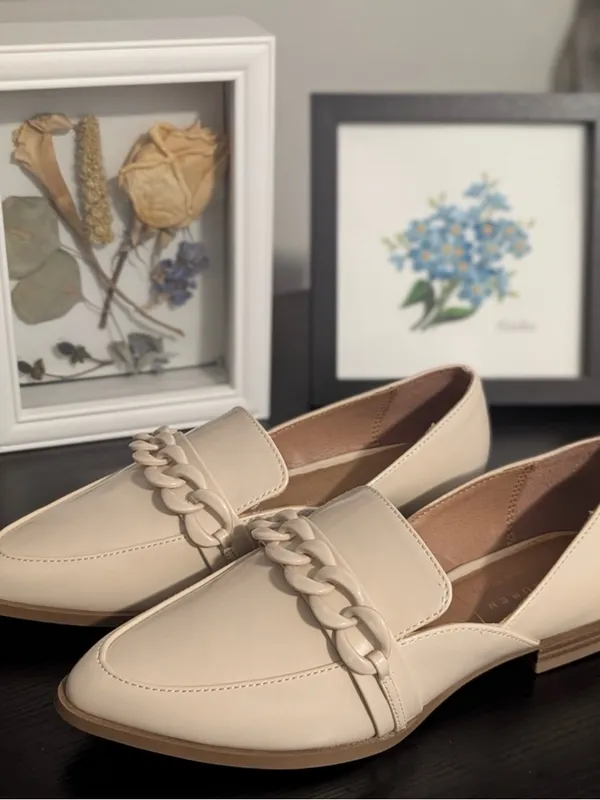LC Lauren Conrad Cream Chain-Accent Loafers - Image 3