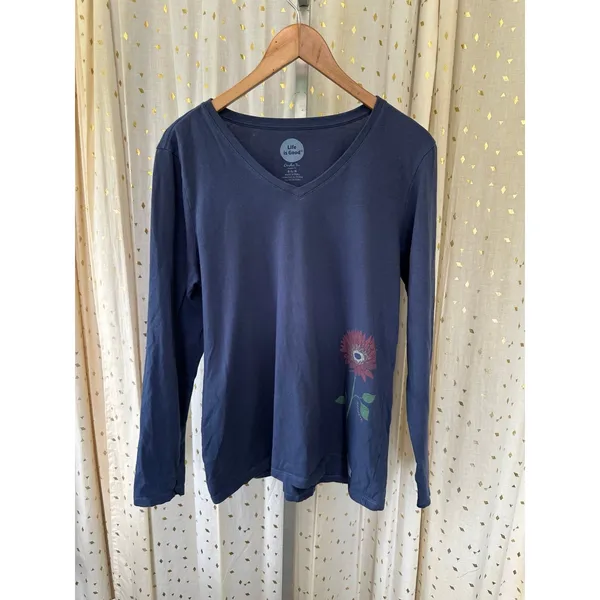 Life is Good 100% Cotton Namaste flower Long Sleeve Classic Fit Crusher Tee L - Image 2