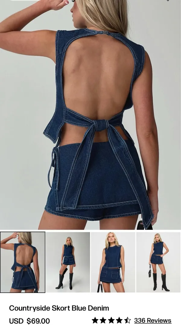 Princess Polly Countryside Skort Denim - Image 2