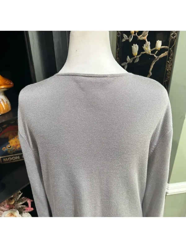Talbots Light Gray Cotton Rayon Button Cardigan Sweater Size M - Image 9