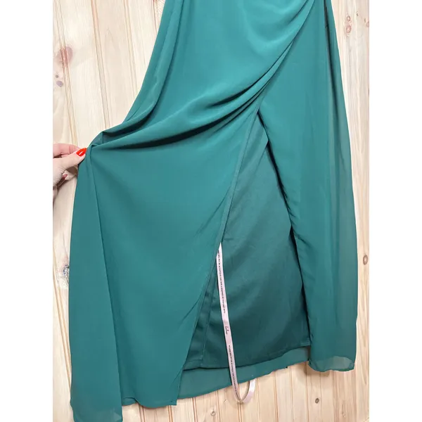 NWT Lulus Adeline Emerald One-Shoulder Scarf Maxi Dress Hoilday Party Gala Sz L - Image 5