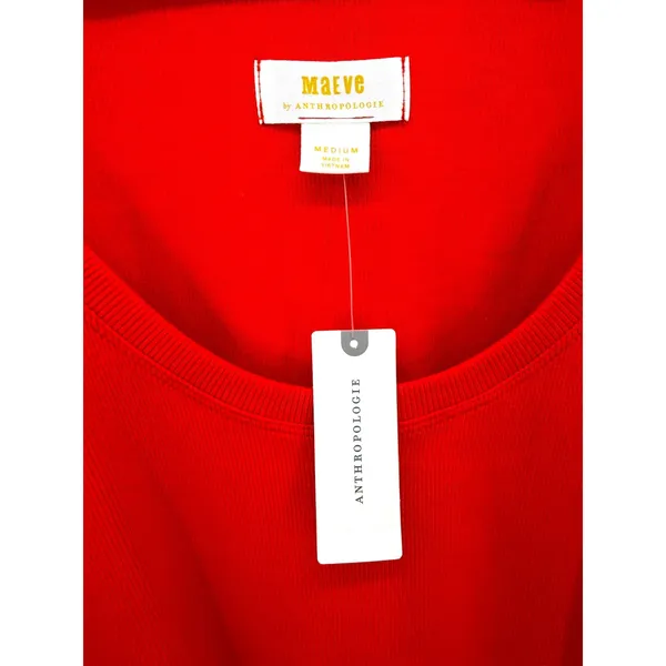 Maeve Anthropologie Red Knit Top Lace Crochet Balloon Sleeves Modern‎ Chic M - Image 3