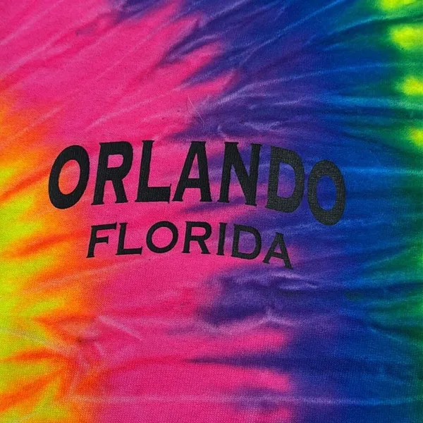 GILDAN size large multi color Tie-Dye Long Sleeve Shirt Orlando Florida beachy - Image 4