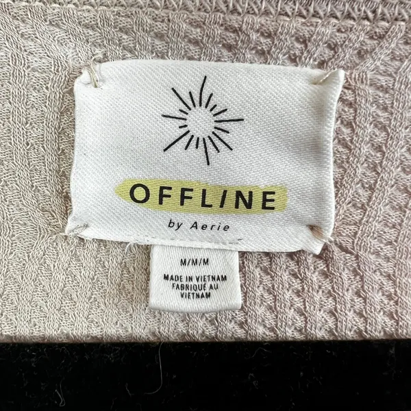 OFFLINE by Aerie Henley Top Size M Beige Waffle Knit Thumbhole‎ Oversized - Image 3