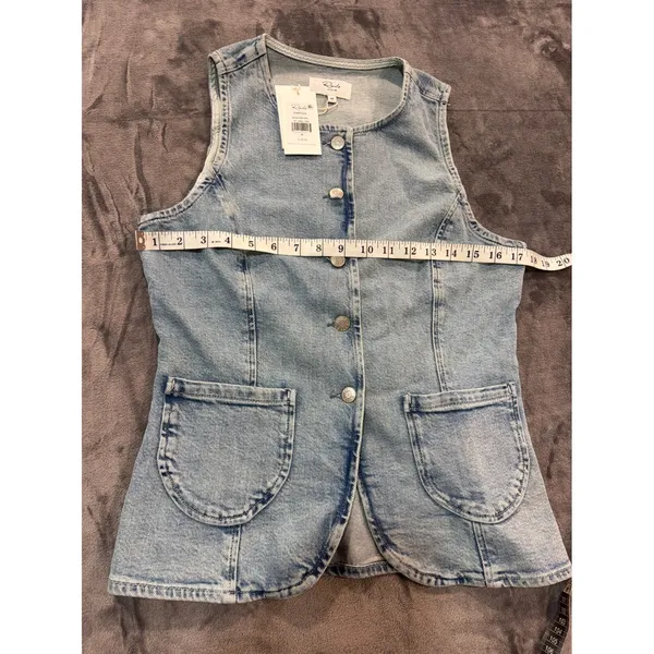 NWT Rails Portola Denim Vest Womens Blue Eyed Girl Light Wash Button Front M - Image 7