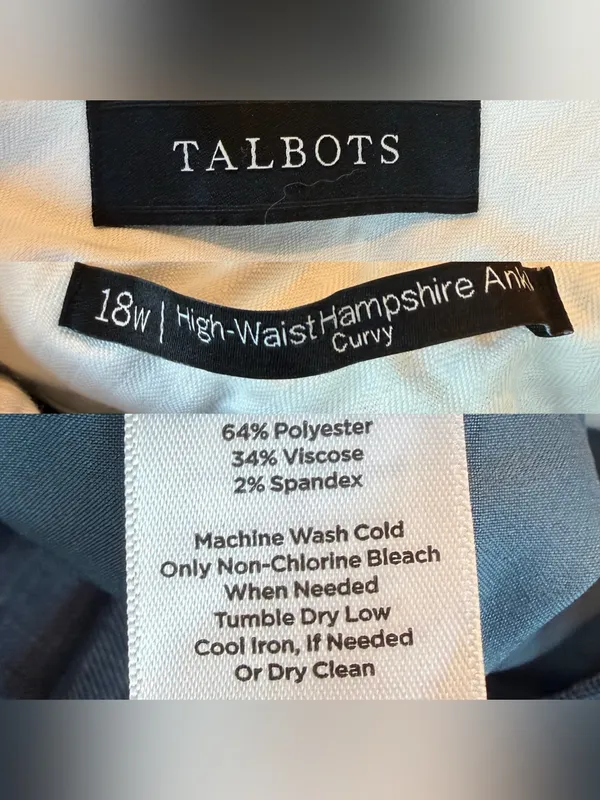 Talbots Womens Pants Blue Crosshatch High Waist Hampshire Ankle Curvy Size 18W - Image 11
