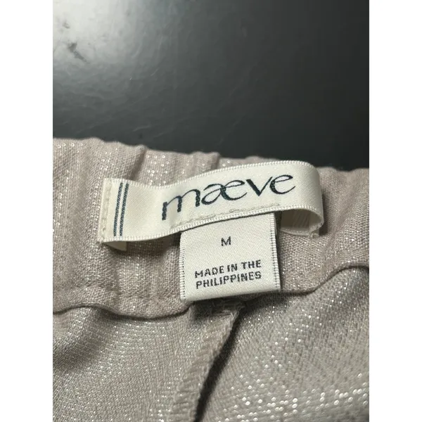 Maeve Anthropologie NWT Metallic Cropped Pants Size‎ Medium Silver Relaxed Fit - Image 7