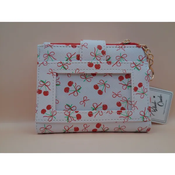 Blush‎ Crush Cherry Bow Print Bifold Wallet Vegan Leather Coquette New 10-10324 - Image 4