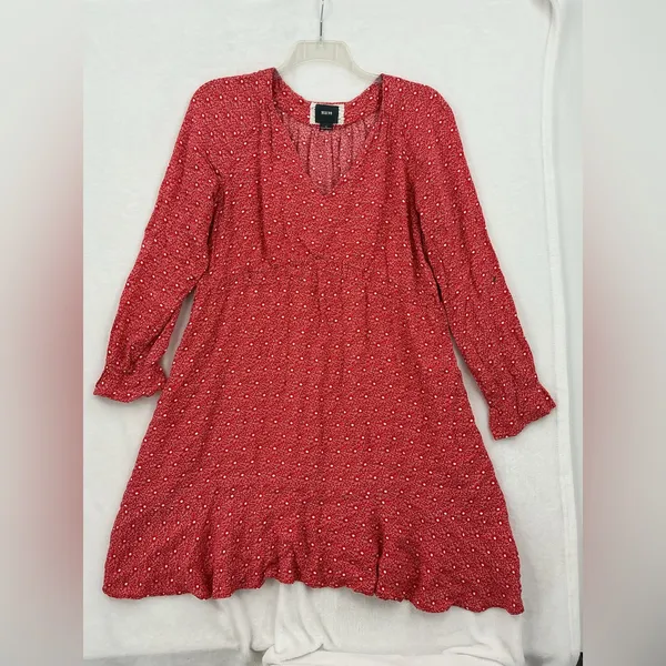 Maeve Coral Long-Sleeve V-Neck Ruffle-Cuff Dress 672 - Image 3