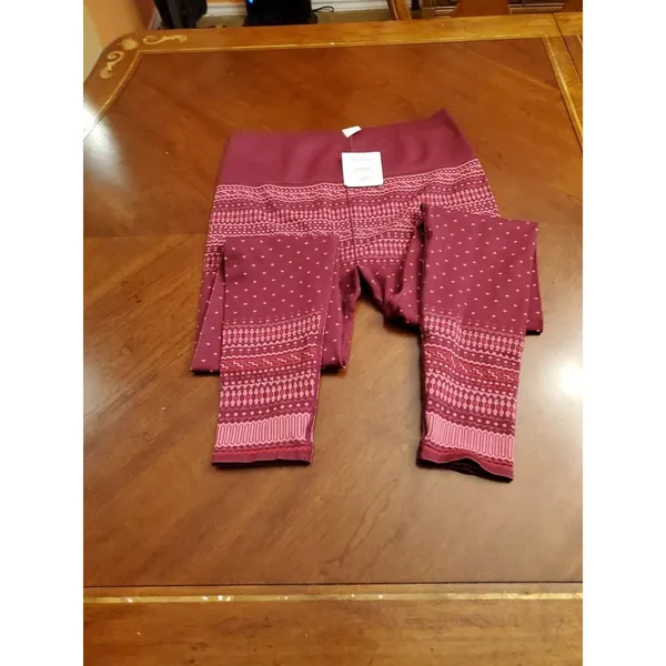 Fabletics Holiday Print Fair Isle Plaid Red Legging Xl Nwt Designer - Image 4