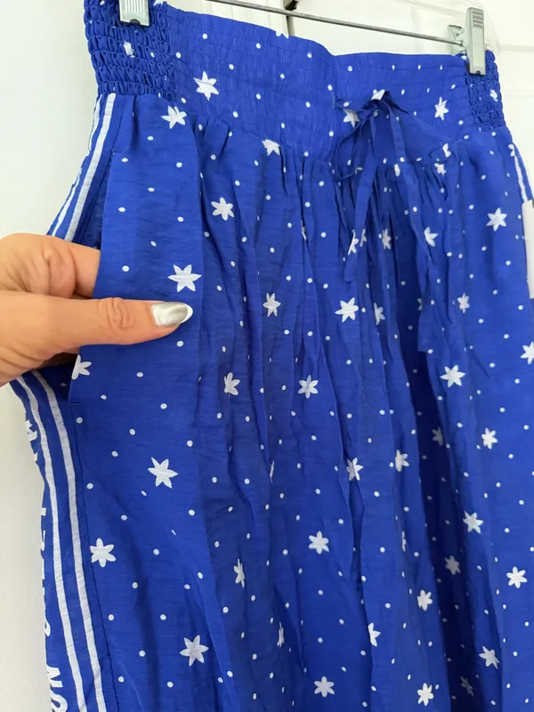 Anthropologie Celandine Sheer Smocked Star-Print Balloon Pants, Size S - Image 9