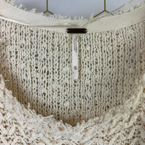 Free People Ivory Cotton Blend Chunky Knit Scoop Neck Sweater - Size - XS - Image 5
