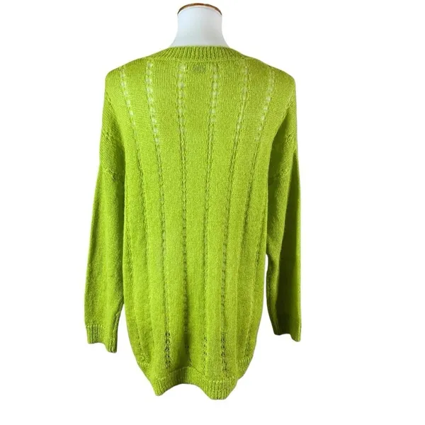 Masai Lime Green‎ Mohair Blend Textured Knit Sweater Lightweight Pullover Medium - Image 2