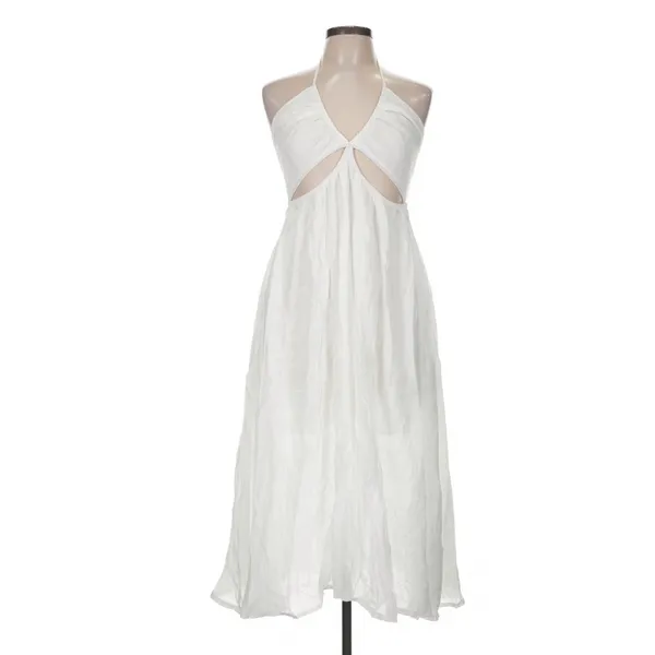 Hello Molly White Soft Breeze Maxi Dress Cut Out Slit Size 8 Boho Vacation - Image 4