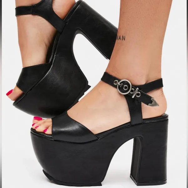 Dolls Kill LAMODA BLACK “WORK THAT” PLATFORM HEELS - Image 15