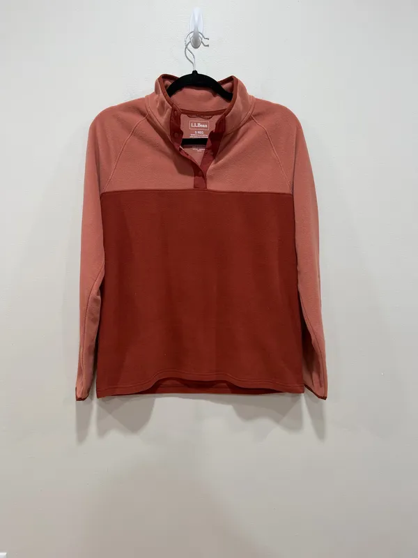 L.L. Bean Fleece Pullover Women Quarter Zip Colorblock Outdoor Size Small - Image 2