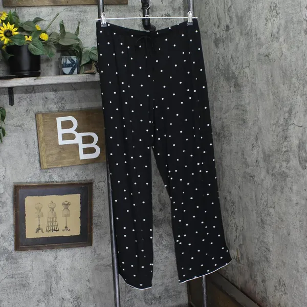 NWT State Of Day Womens Fluid Knit Notched Pajama Set Deep Black Polka Dot L - Image 6