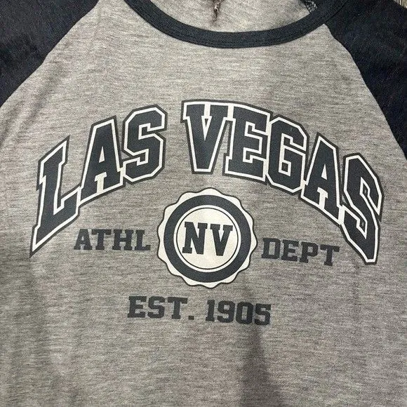 Platinum XL Las Vegas‎ NV Navy & Gray T Shirt 3/4 Sleeves Crew Neck - Image 2