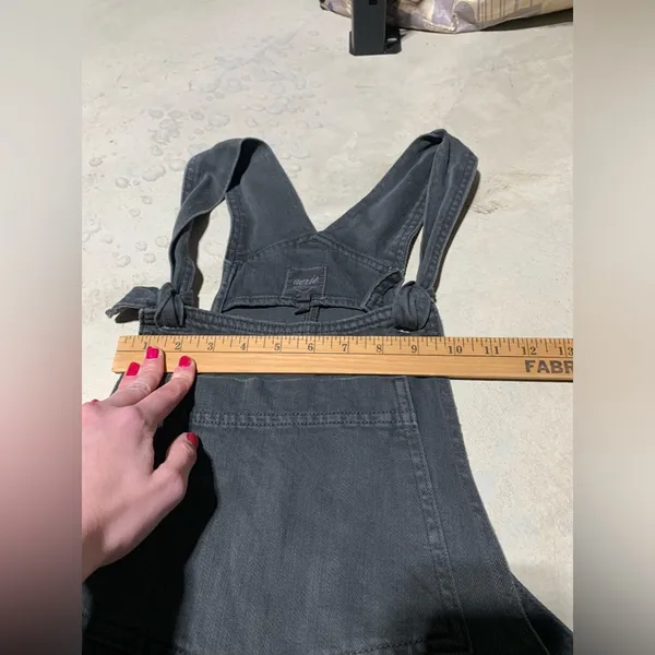 Aerie wide leg cropped charcoal overalls medium - Image 6