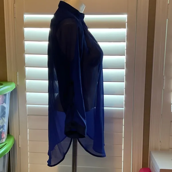 I.N. San Francisco Royal Blue Sheer Blouse - Image 3