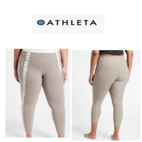 Athleta Grey Serene Salutation Stash Pocket Leggings with Patterned Stripe 3X - Image 3