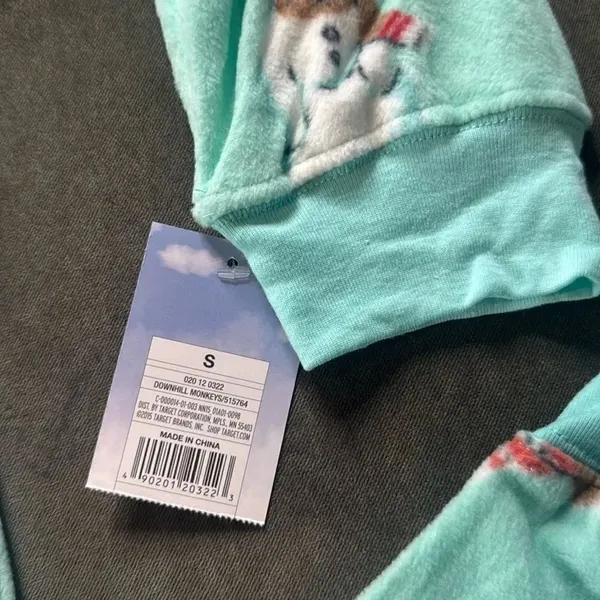 Nick & Nora Adult Teen Unisex Fleece One Piece Sock Monkeys Pajama Size S NWT - Image 11