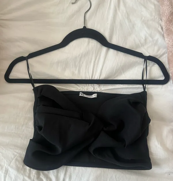 Zara Black Wrap Crop Top - Image 5