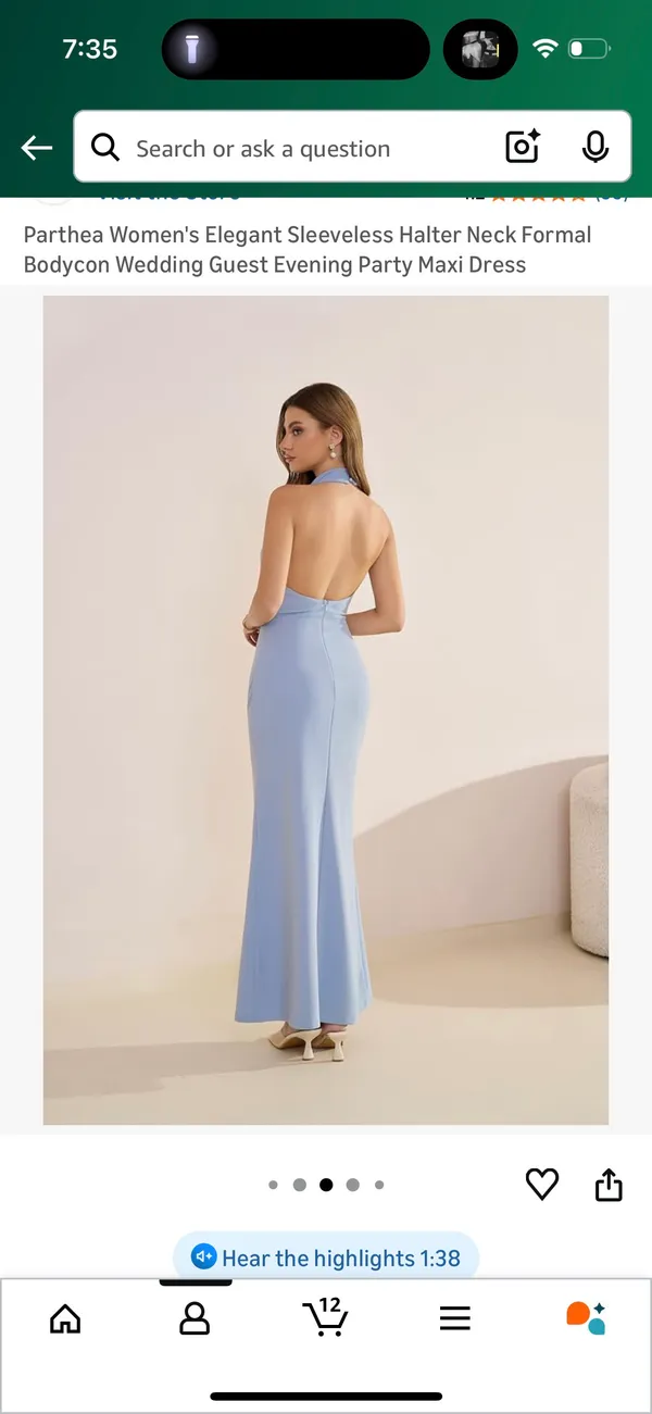 parthea Baby Blue Halter Formal Dress - Image 2