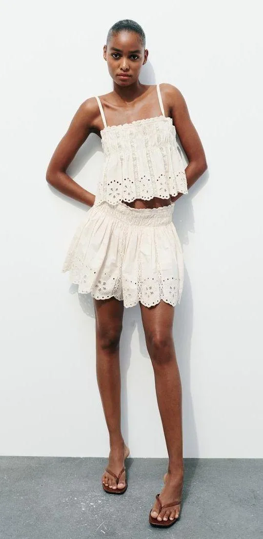 ZARA NWT Ecru EMBROIDERED STRAPPY TOP. Size XL - Image 13