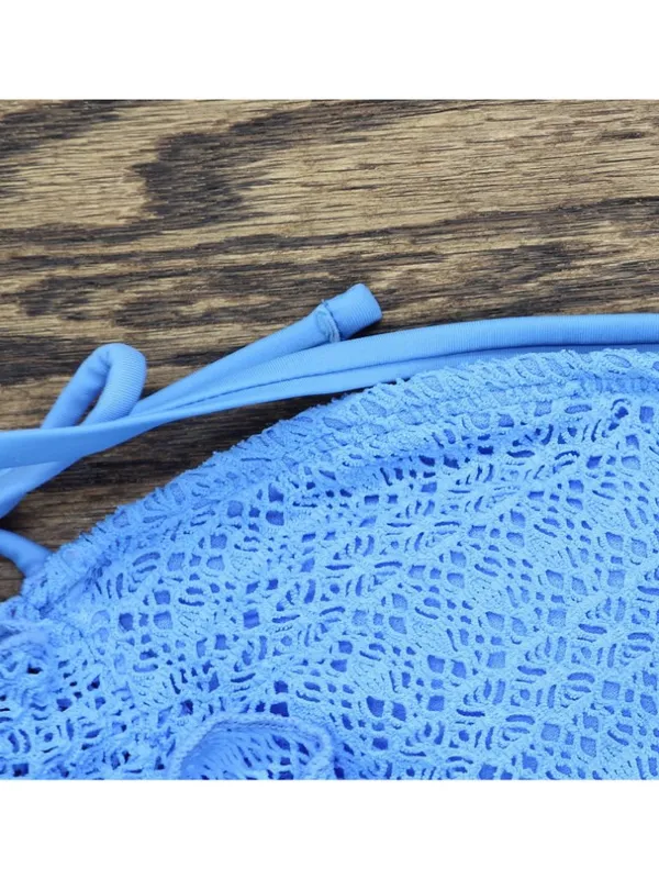 NWT Salt + Cove Crochet Ruffle-Trim Midkini Swim Top SC25089TT Capri Blue M - Image 8