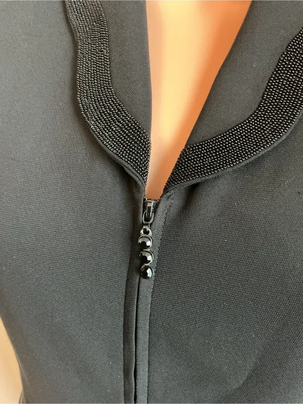 Vintage Albert Nipon Evening Black Beaded Blazer Jacket Sz 4 - Image 6