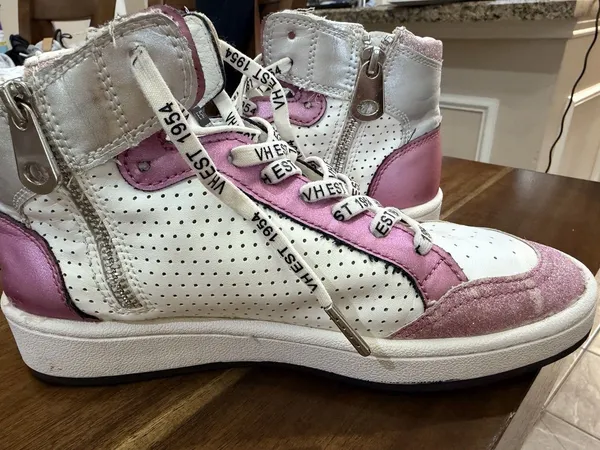 Vintage Havana Dream Pink Glitter High Top Sneakers Perforated Women's Size 6.5 - Image 4