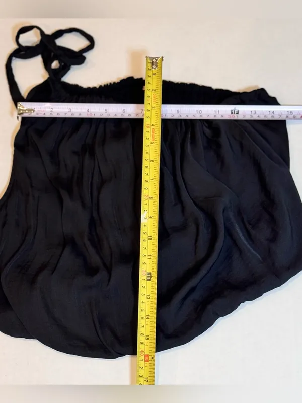 Free People Brayden Tank XS Black One Shoulder Tie Bubble Hem Y2K Going Out Top - Image 5