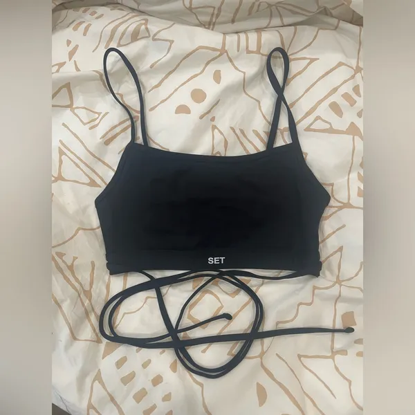 Set Active Black SPORTBODY® Cross Tie Bra - ONYX Size Medium - Image 5