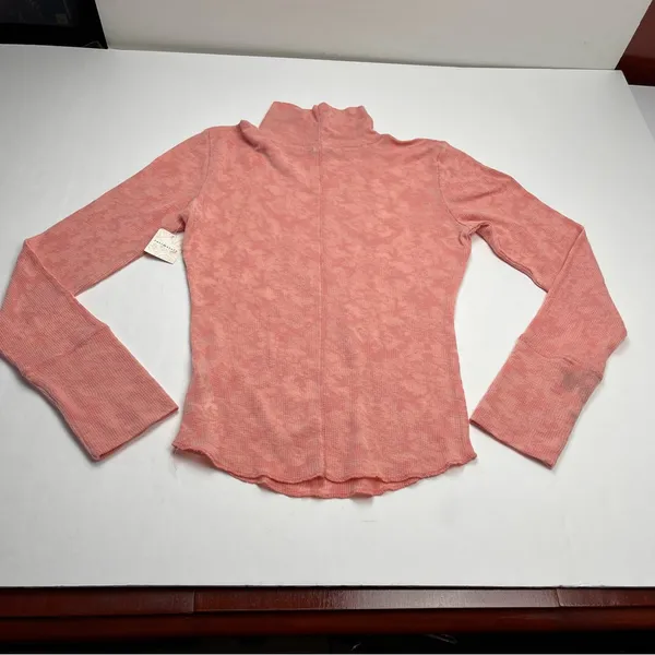 Intimately Free People Turtleneck Top Medium Rose Pink‎ Burnout Floral NEW *FLAW - Image 11