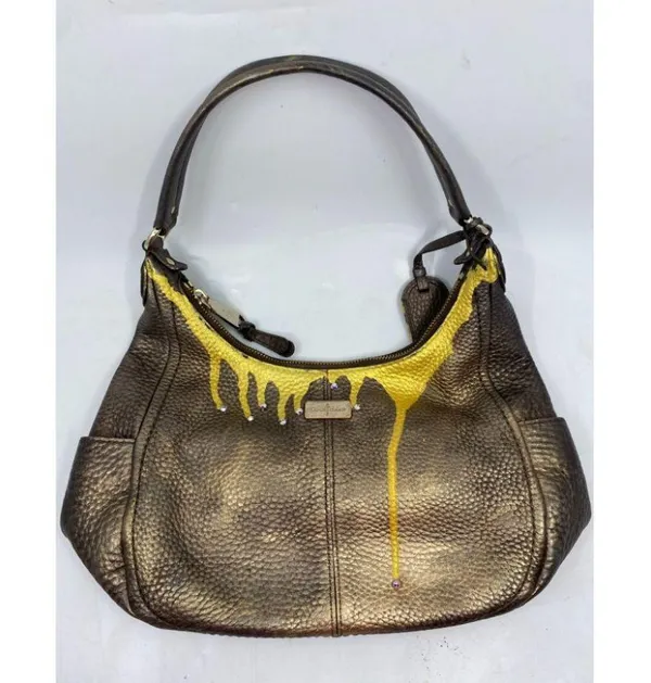 Cole Haan Leather Crossbody Brown Gold Customized - Image 3