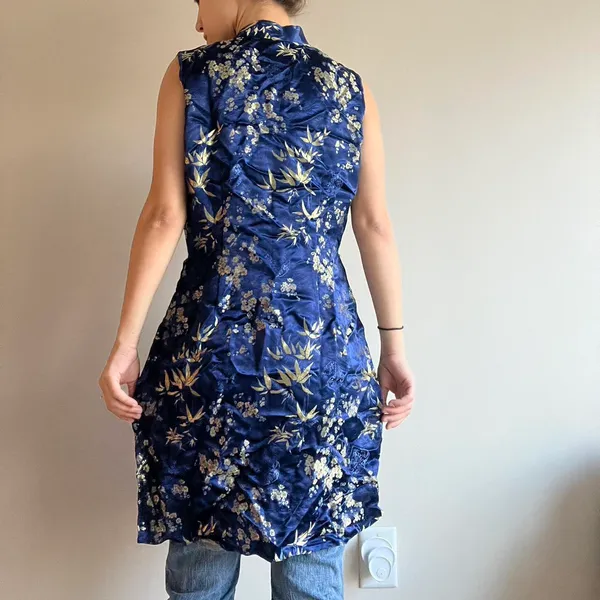 Blue Satin Vest Size M - Image 4