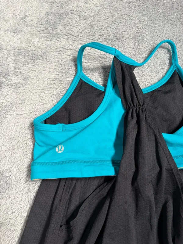Lululemon Black & blue tank top with built in bra 4 - Image 7