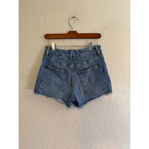 Good American Good Shorts Women 2 Blue‎ Cut Off High Rise Denim Jean Shorts - Image 7