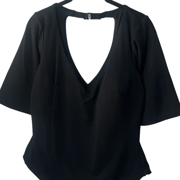 NEW SPANX Piqué Shaping One Piece Rashguard Swimsuit Coastal Resort Comfort 3X - Image 3