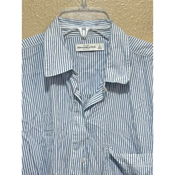 Abercrombie & Fitch Womens Blue White Striped Cotton Oversized‎ Shirt S - Image 2