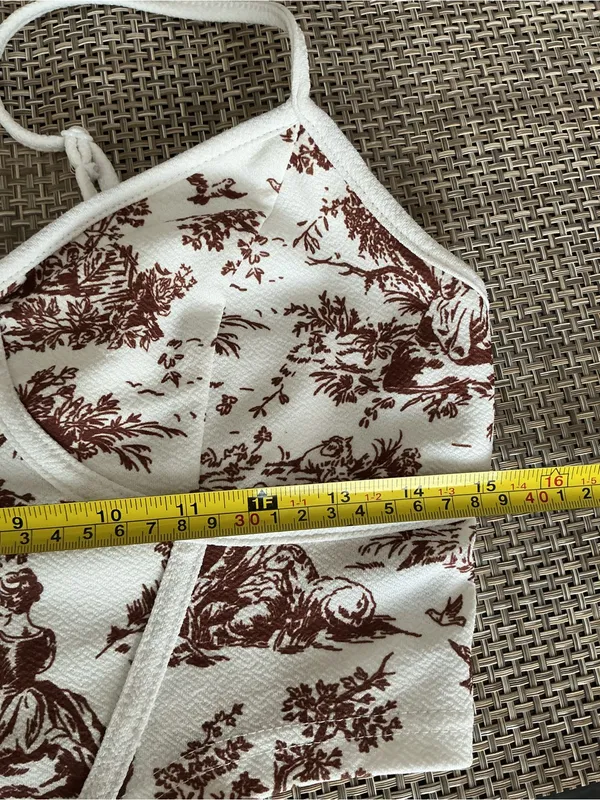 SHEIN Toile Corset Top & Maxi Skirt Set Brown Cream M - Image 12