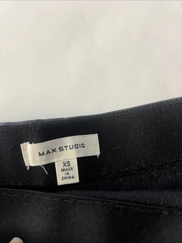 MAX STUDIO Black Faux Leather Mini Skirt A Line Soft Pull On XS $118 - Image 4