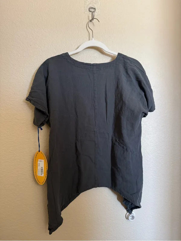 Oh My Gauze! playa graphite cindy 2 Cotton V-Neck Tunic Blouse NEW lagenlook - Image 6