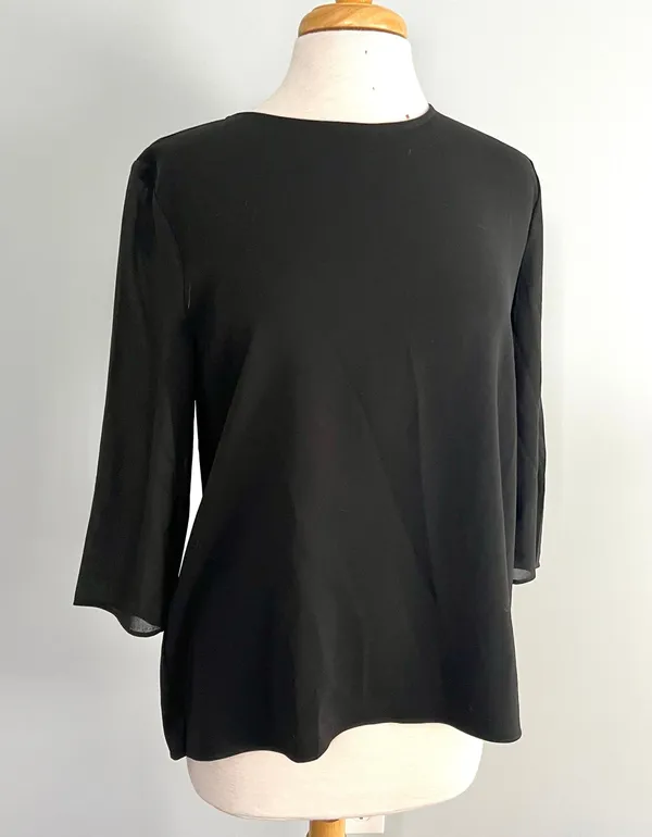 Black 3/4 Sleeve Blouse Top Shirt - Image 4
