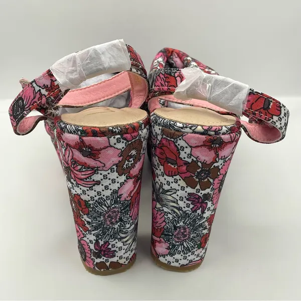 Lulu's Nokunu pink floral ankle strap platform sandals women’s Size 9 - Image 6